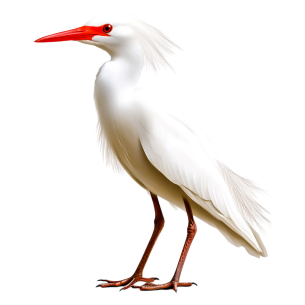 Elegant White Bird with Bright Red Beak and Stunning Feathers png