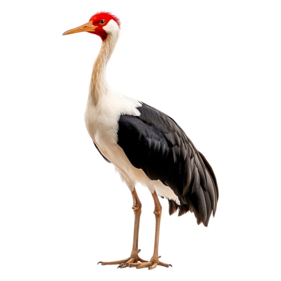 Majestic Crane Standing Gracefully with Striking Plumage and Colors png