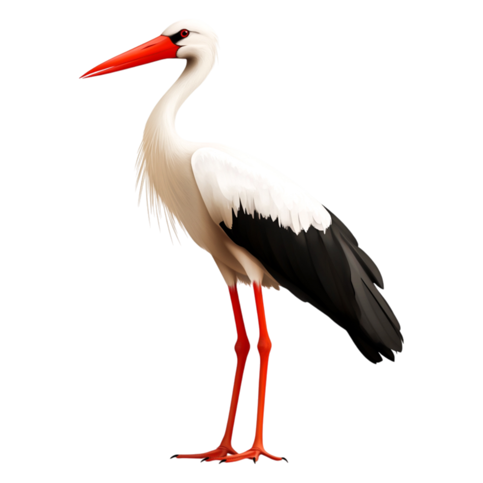 Elegant Stork Standing Gracefully on png