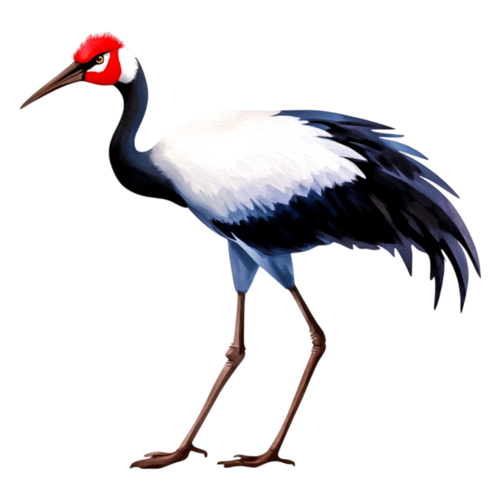 Elegant Red-Crowned Crane Standing Proudly with Vibrant Feathers png