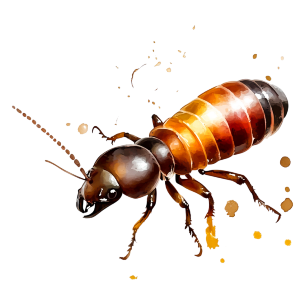 Detailed closeup of a Realistic Ant Illustration Dark Background png