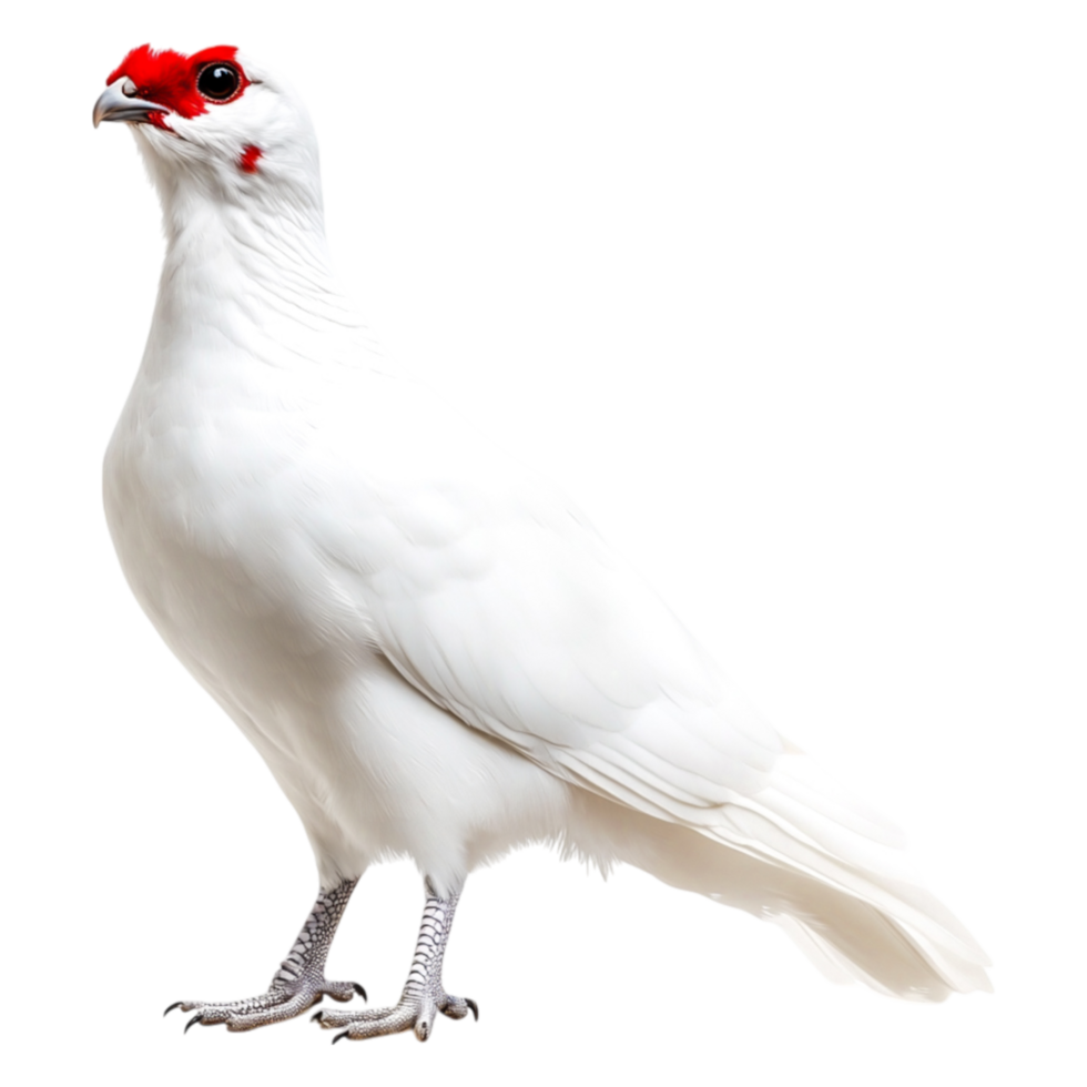 Elegant White Bird with Red Features Standing Gracefully on Ground png