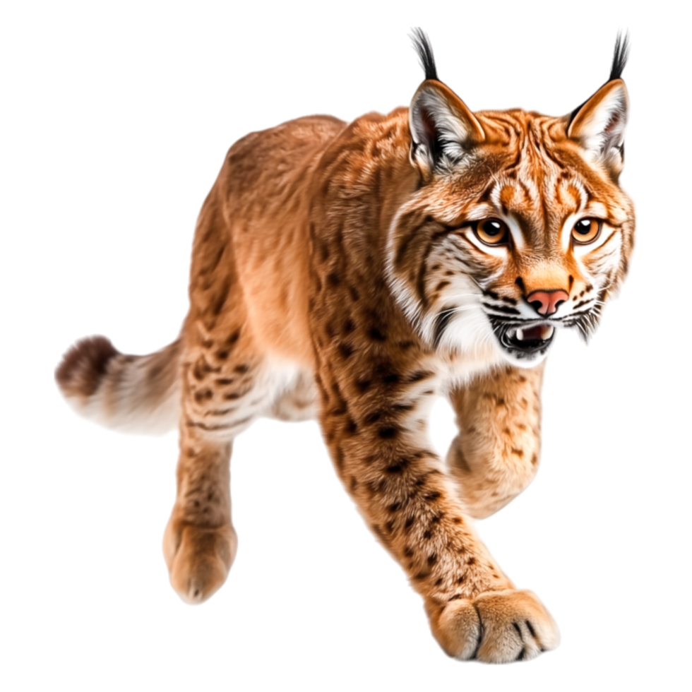 Striking Lynx Walking Through Forest Environment with Intensity png