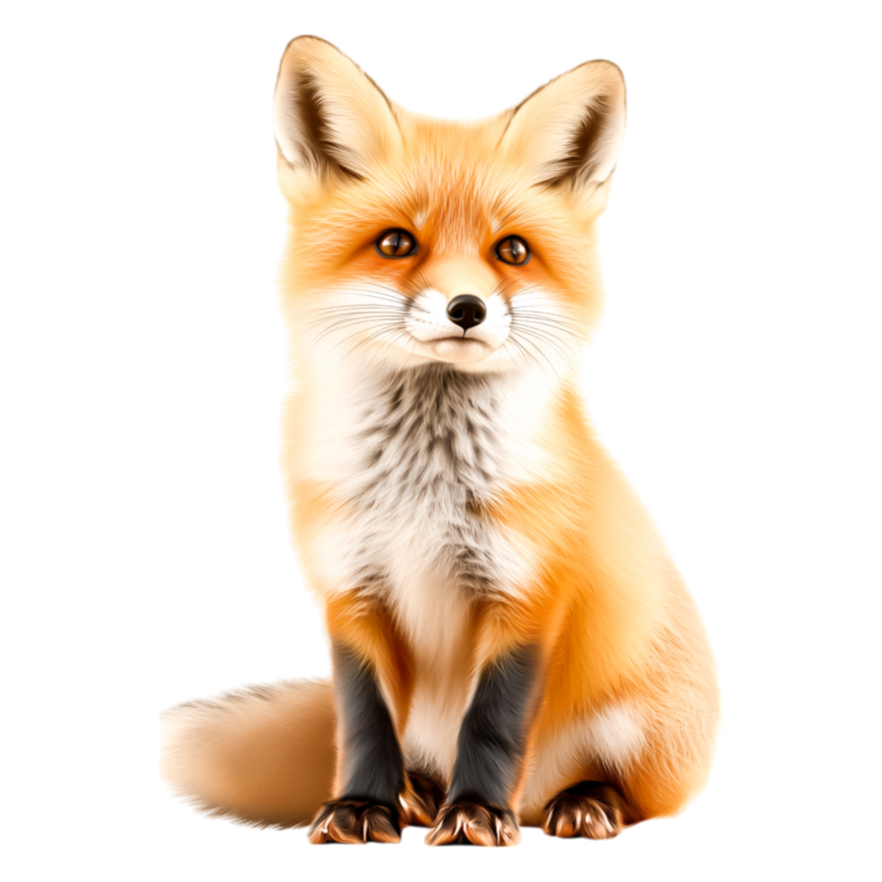 Realistic Portrait of a Beautiful Red Fox Sitting Calmly png
