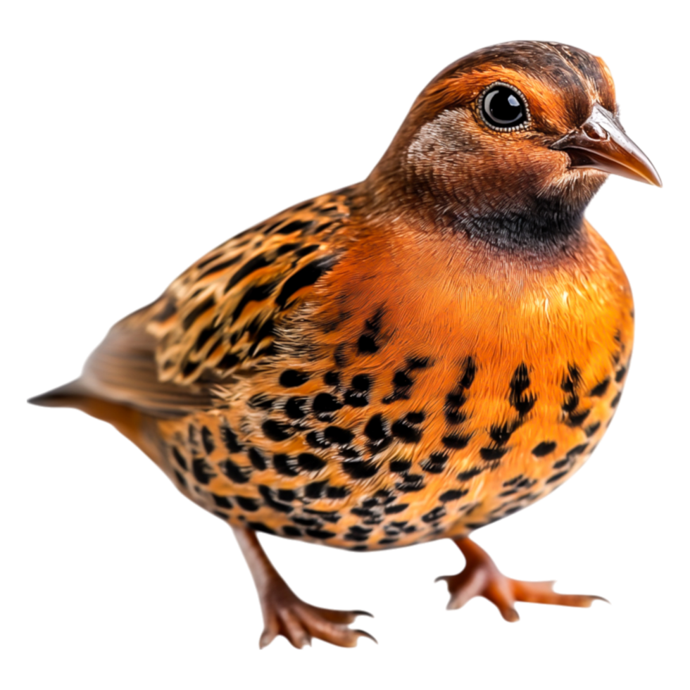 Colorful Spotted Bird with Vibrant Plumage Perched on Ground png