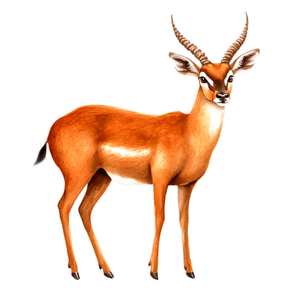 Elegant Antelope Standing Gracefully in Nature with Green Background png