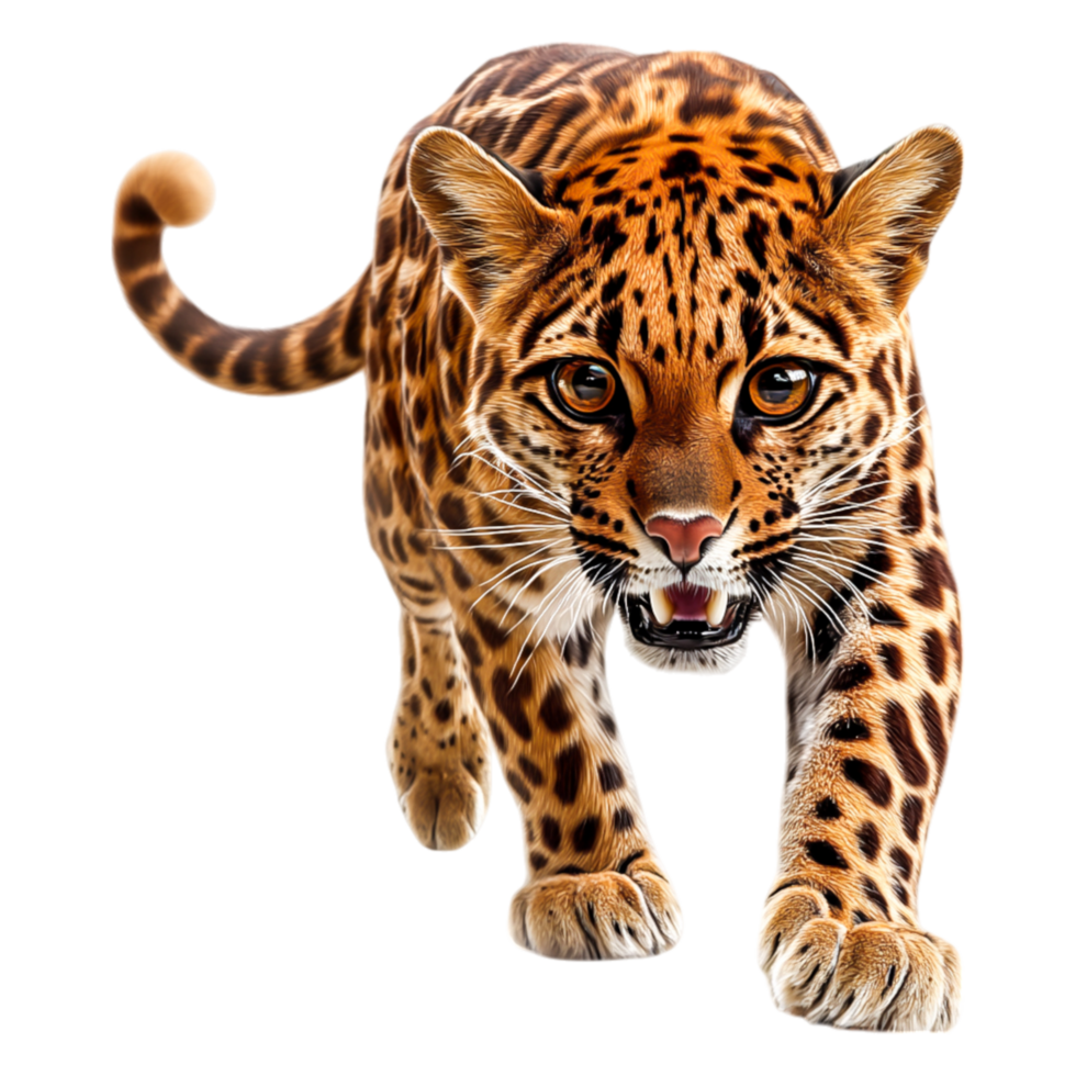 Majestic Leopard Walking with Intense Focus and Graceful Movement png