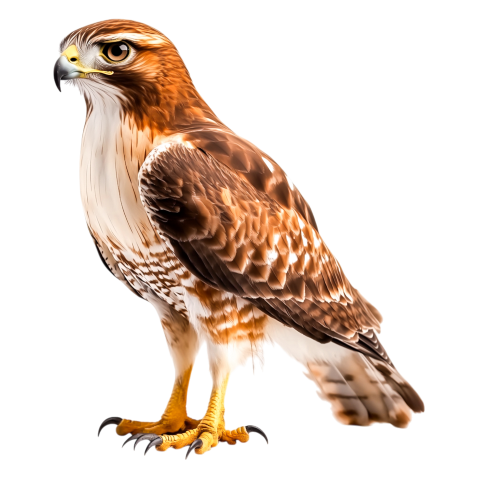 Majestic hawk perched branch showcasing stunning feathers png
