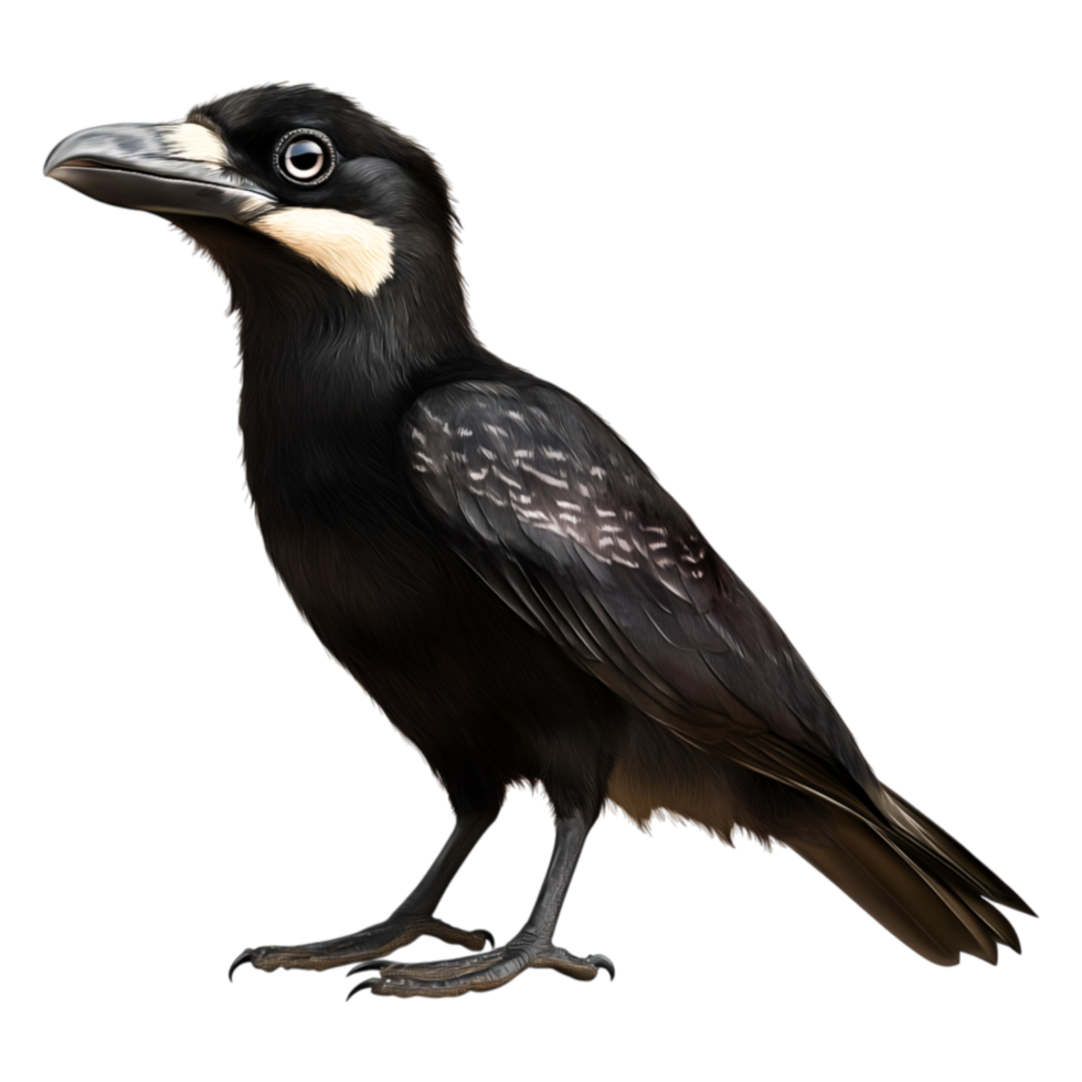 Realistic Illustration of a Black Bird with Distinct Features png