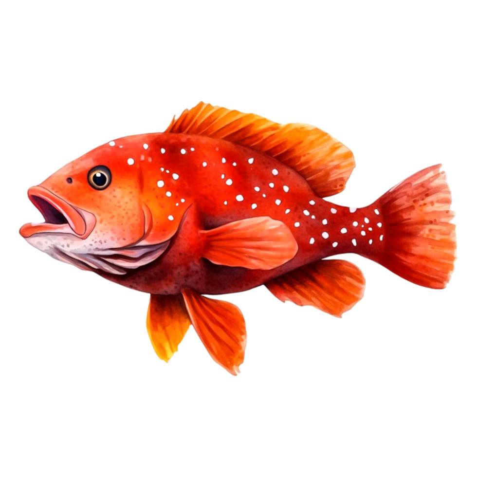 Vibrant Red Fish with Spotted Patterns Swimming Underwater png