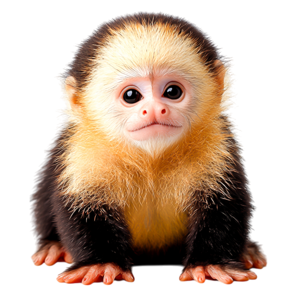 Cute Baby Monkey with Big Eyes and Soft Fur on png