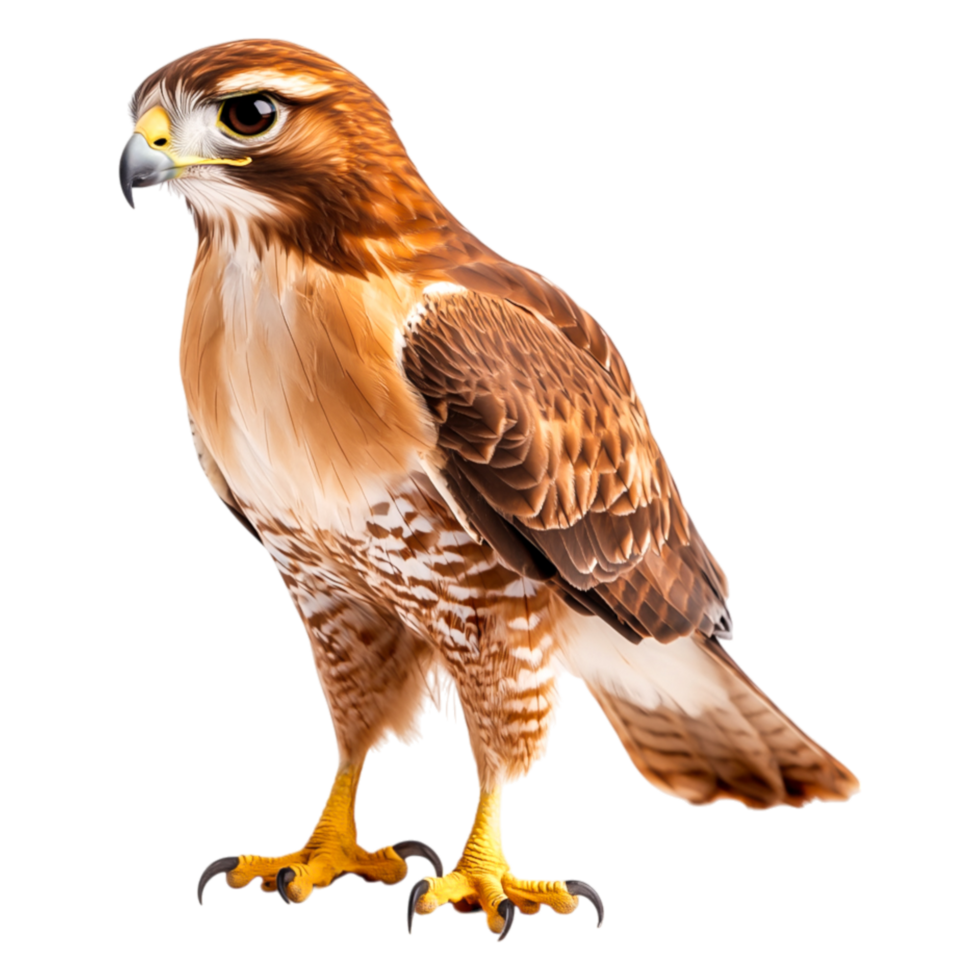 Realistic Illustration of a Brown Hawk with Detailed Feather Patterns png