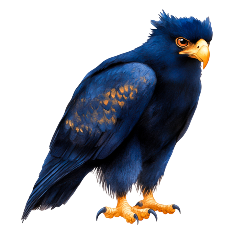 Majestic Blue Eagle with Striking Features Perched on Ground png
