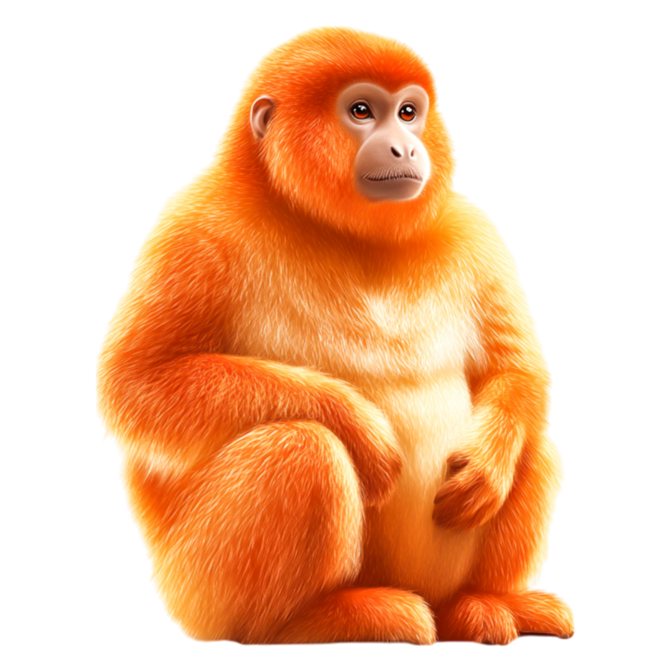 Orange Monkey Sitting in a Relaxed Pose with Expressive Features png