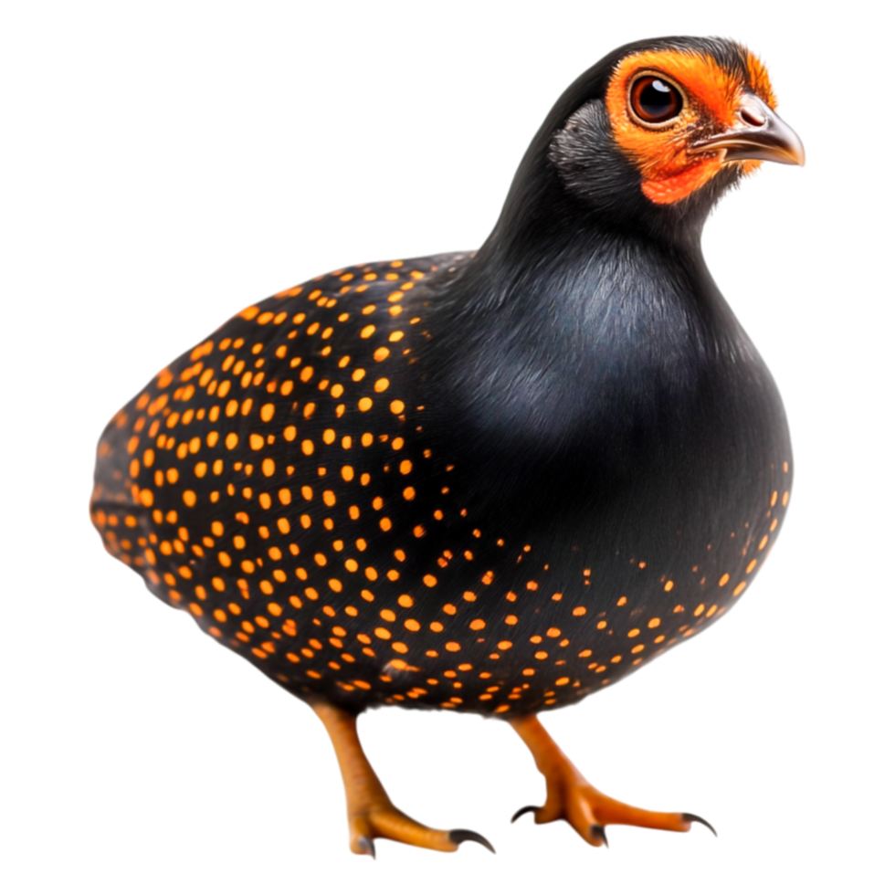 Vibrant Bird with Bright Orange Spots Against a Soft Background png