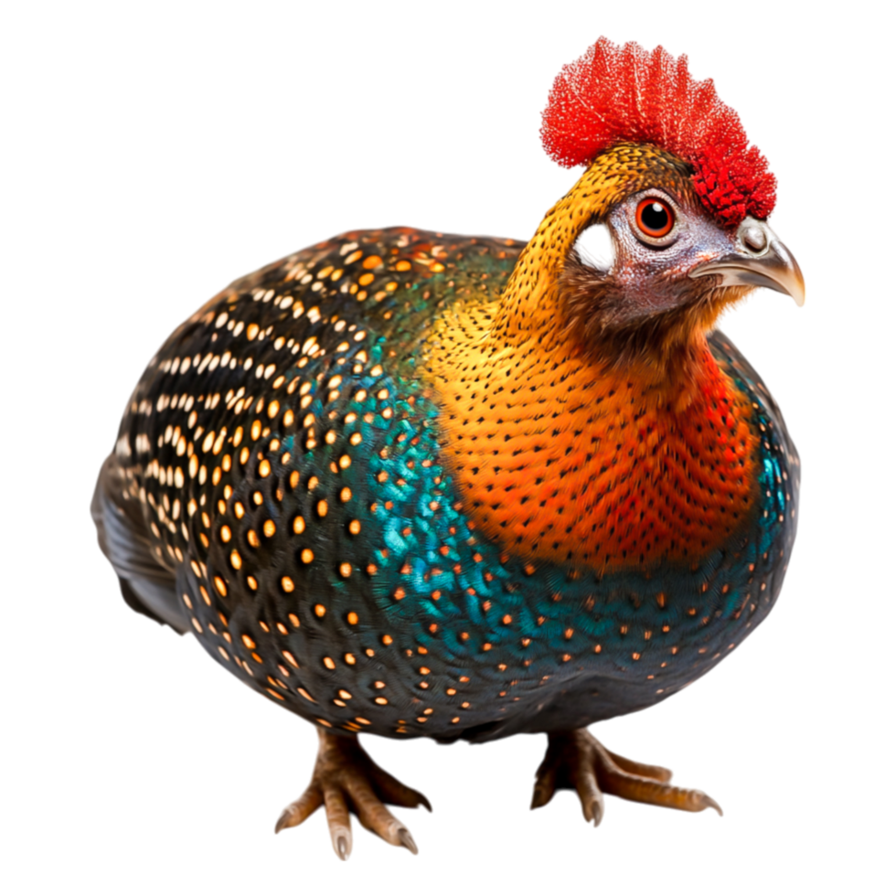 Colorful Exotic Bird with Vibrant Feathers Displaying Unique Features png