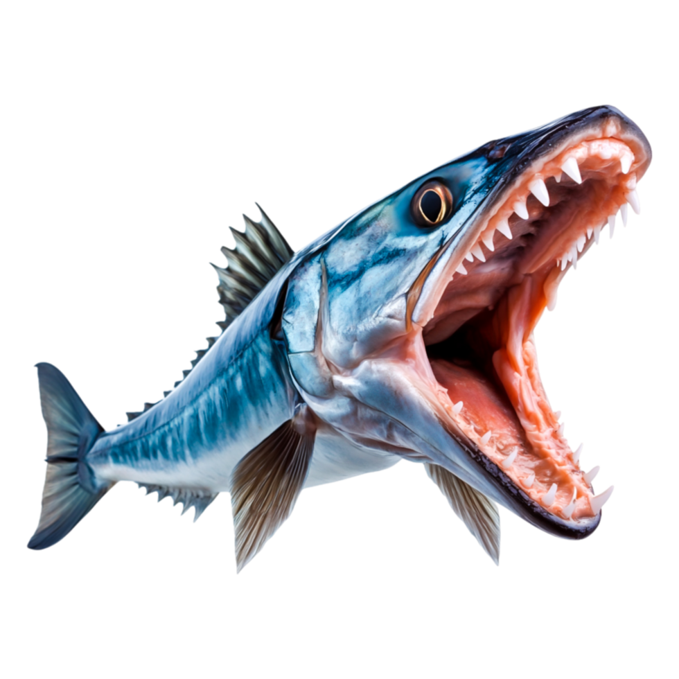 Fierce Fish with Sharp Teeth Breaking Water Surface in Clear Environment png