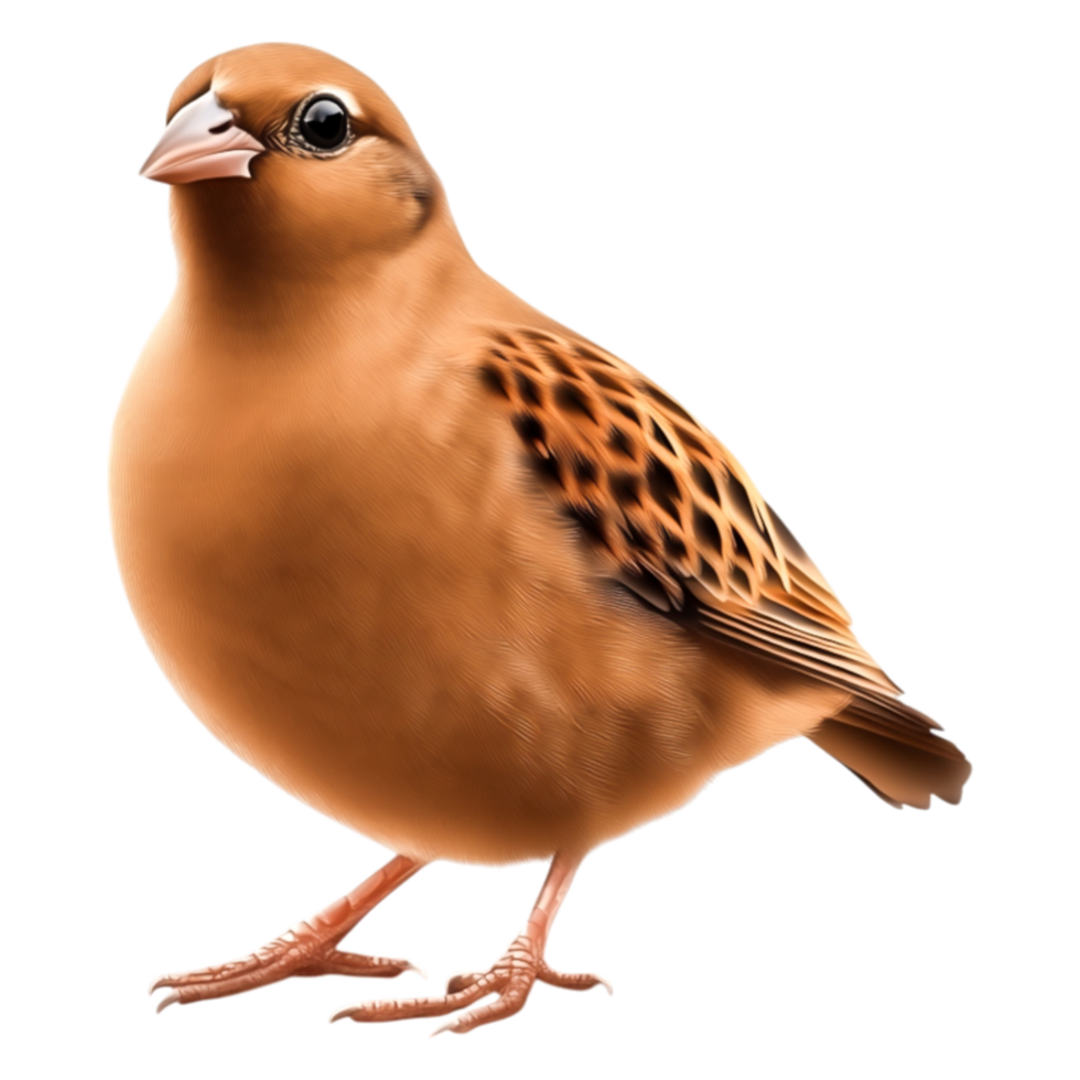 Brown Bird with Unique Feather Patterns Sitting Branch png