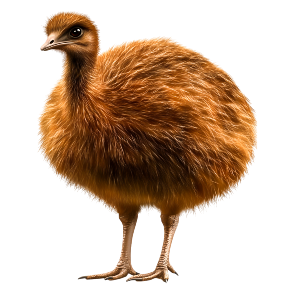 Cute and Fluffy Cartoon Bird with Orange Feathers and Big Eyes png