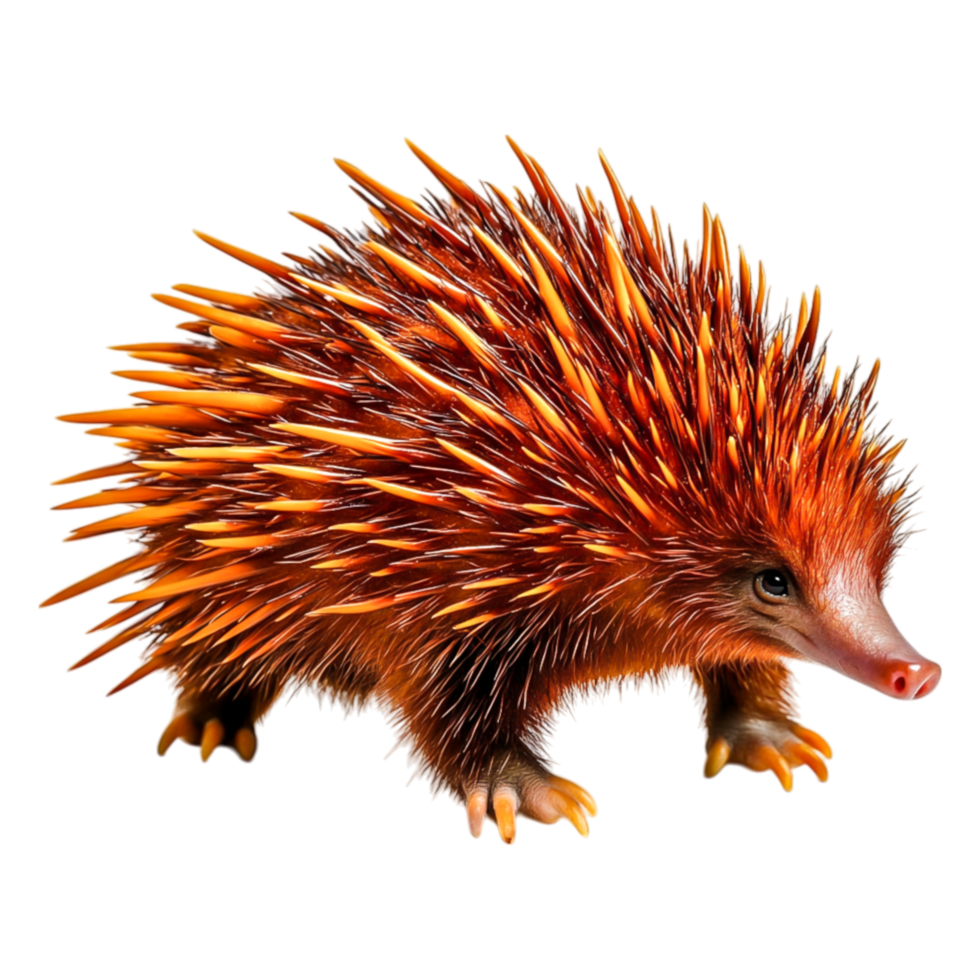 Detailed Portrait of a Spiky Echidna in Vibrant Colors png