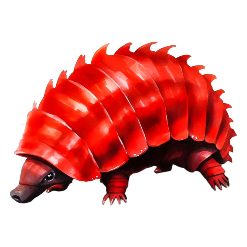 Colorful Red Armadillo with Unique Shell Design and Artistic Style png
