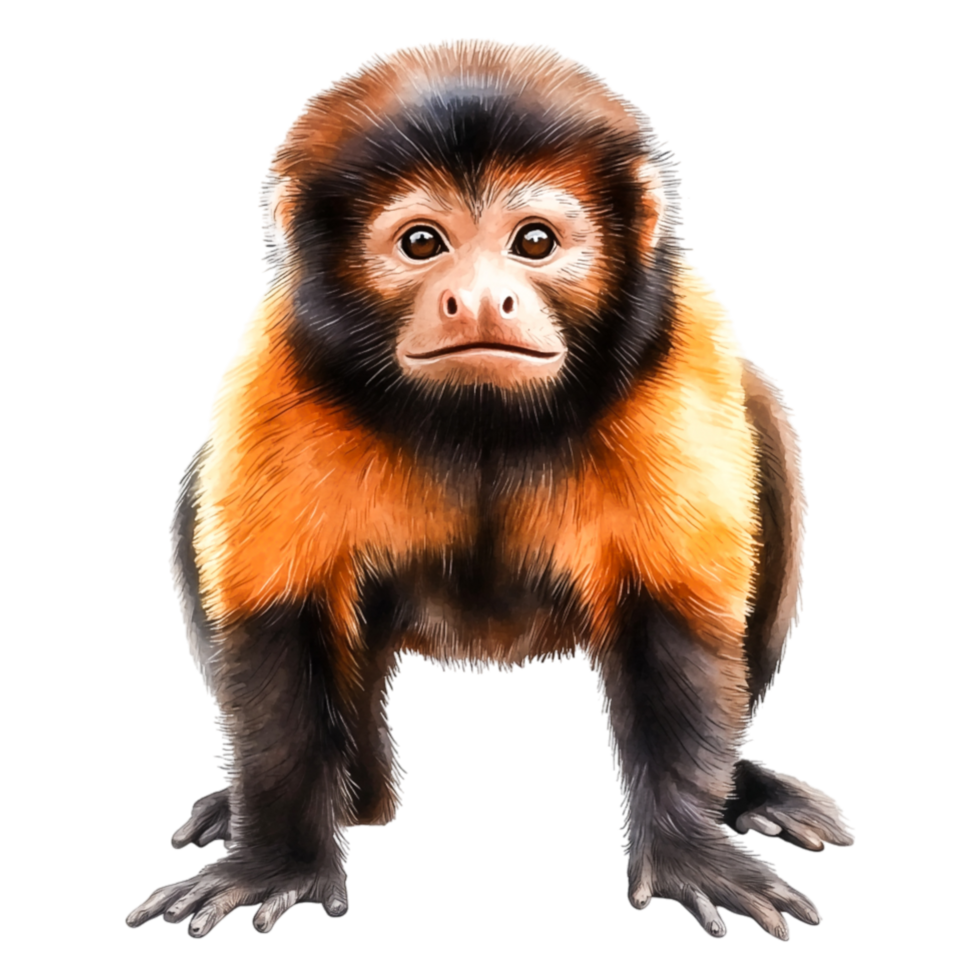 Curious and Playful Monkey with Distinctive Fur and Expression png