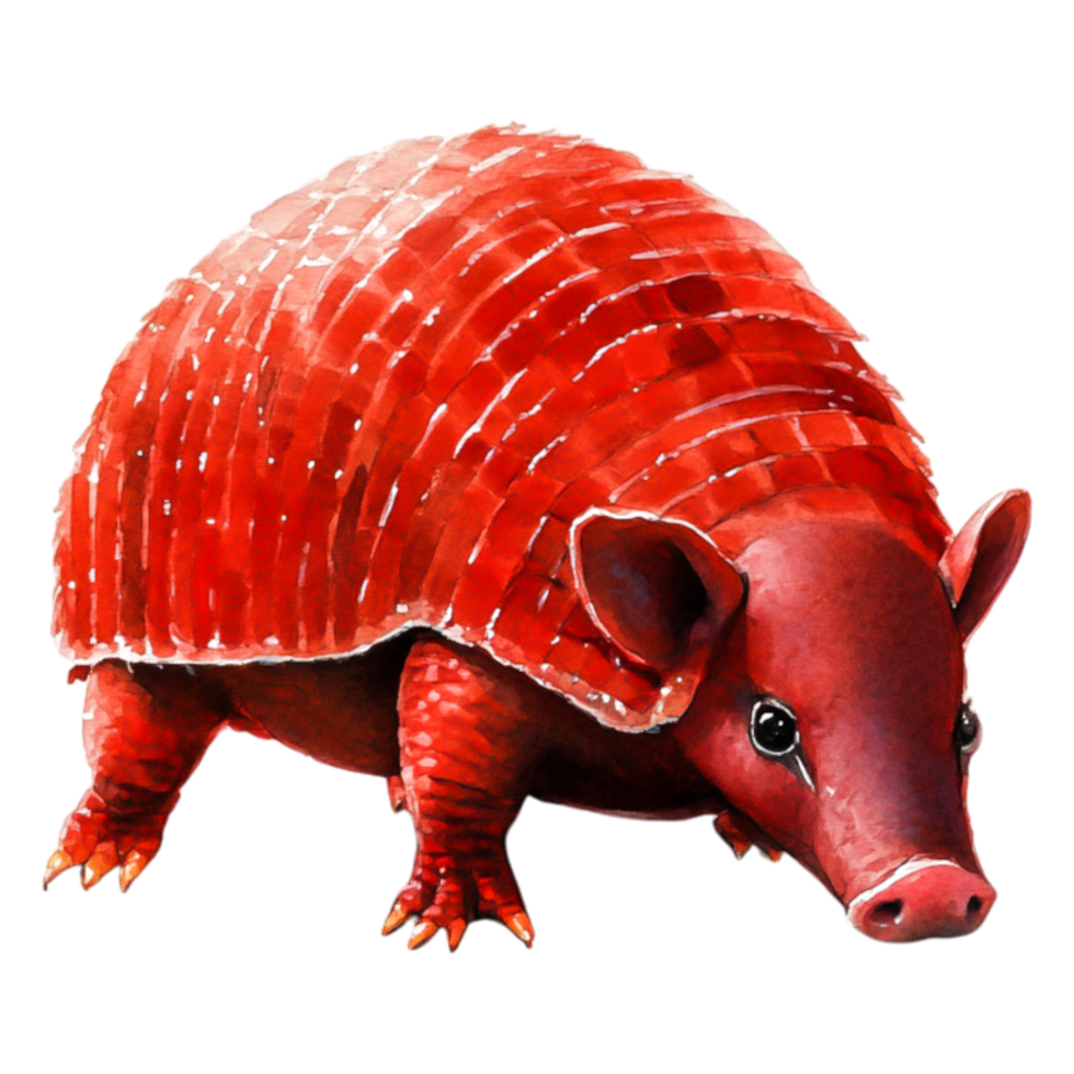 Red Armadillo in Watercolor Style Art png