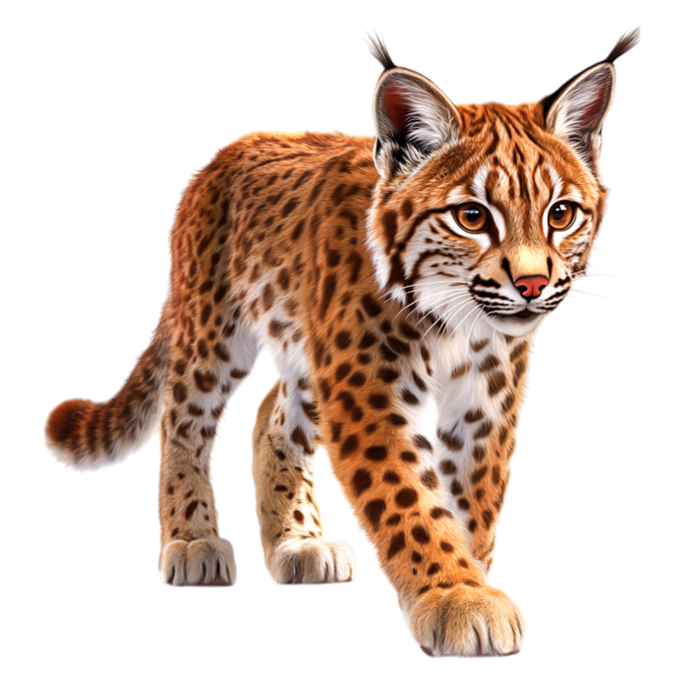 Realistic Lynx Walking Through Forest Environment with Vibrant Fur png