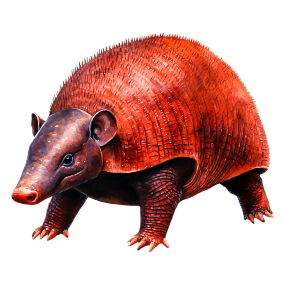 Detailed Artistic Rendering of a Prehistoric Armadillo-Like Creature png