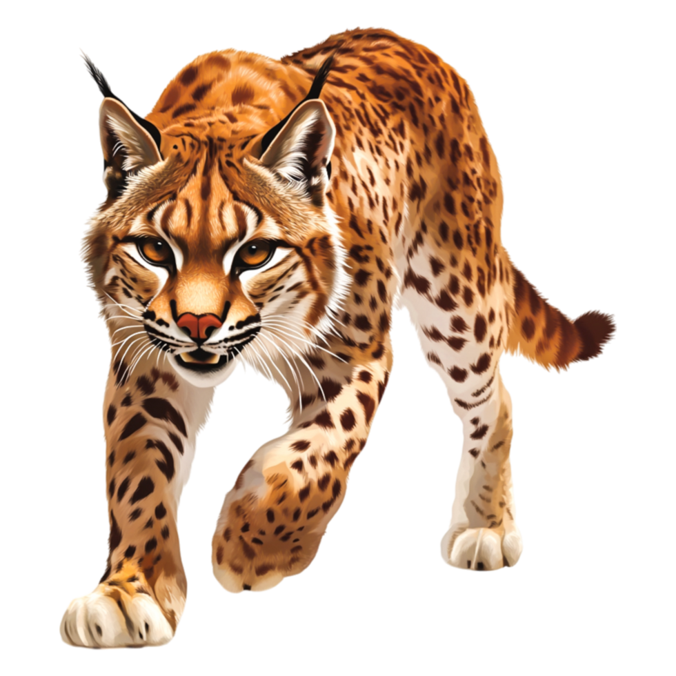 Majestic Lynx Walking Through a Forest Environment Illustrative Scene png