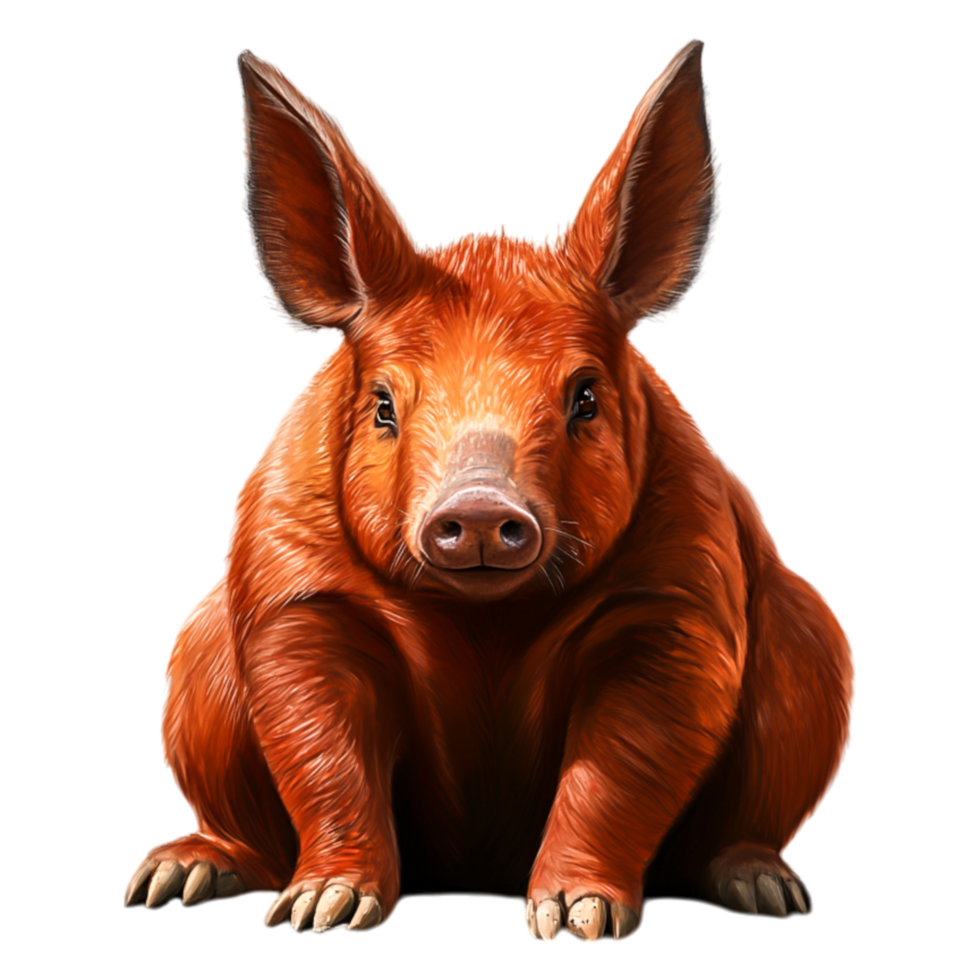 Cute and Fluffy Orange Piglet with Large Ears and Friendly Expression png