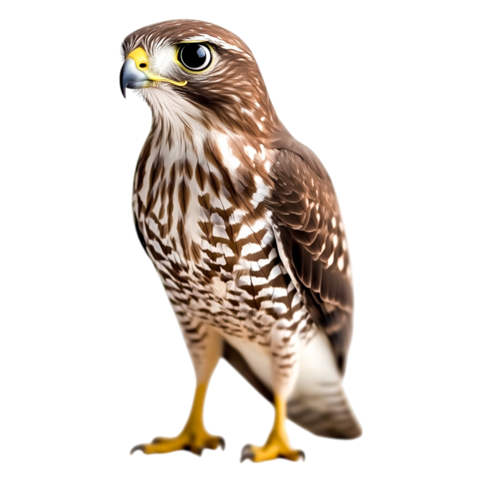 Detailed Illustration of a Realistic Standing Hawk with Bold Features png