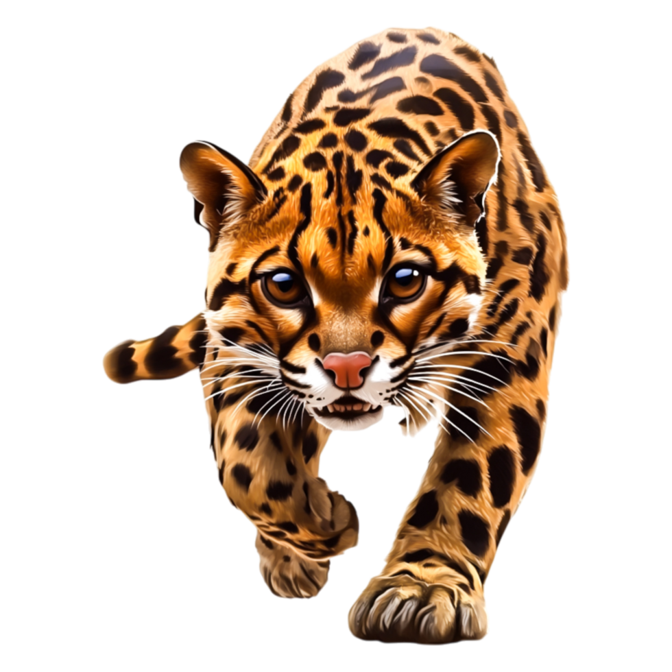 Realistic Illustration of a Running Leopard in Natural Habitat png