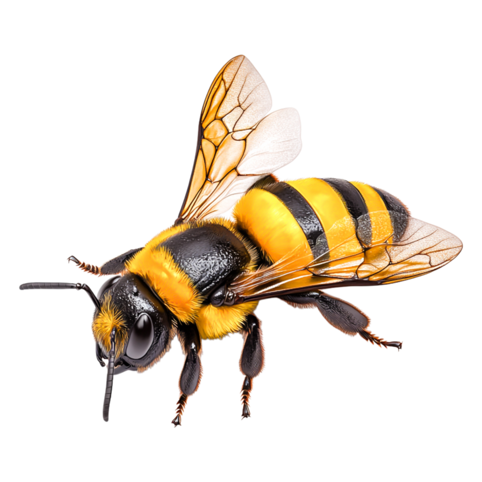 closeup of a Vibrant Yellow and Black Bumblebee on png
