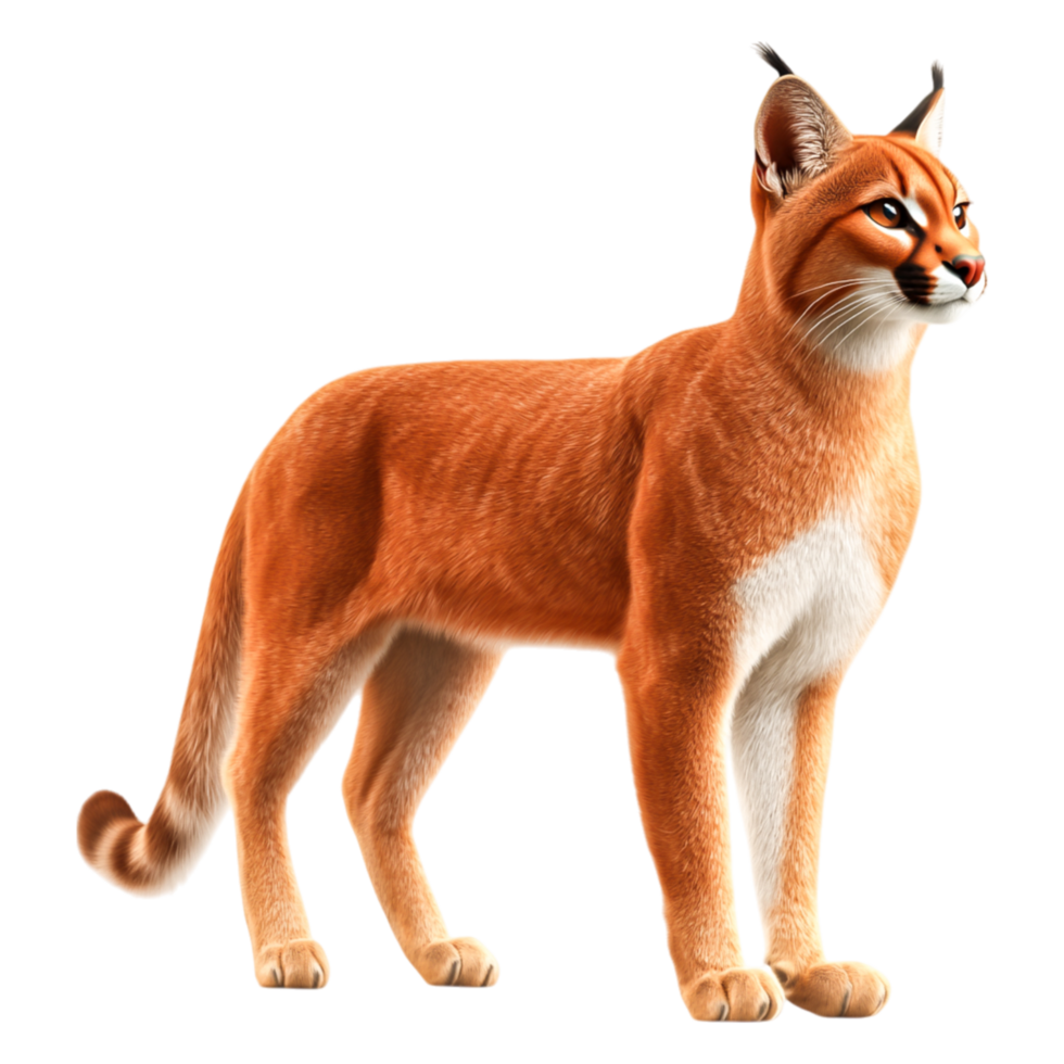 Realistic Caracal Cat Standing Proudly in Natural Pose png