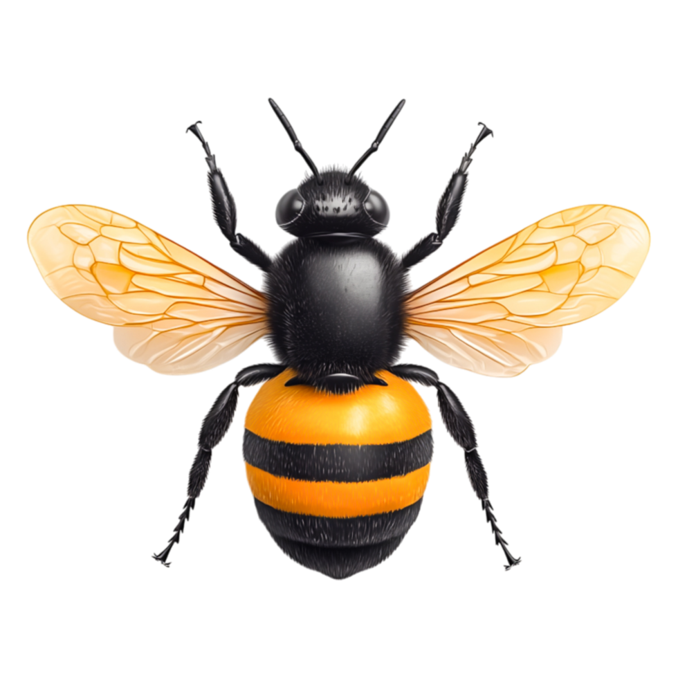 Detailed closeup of a Bumblebee with Striking Orange Banding png
