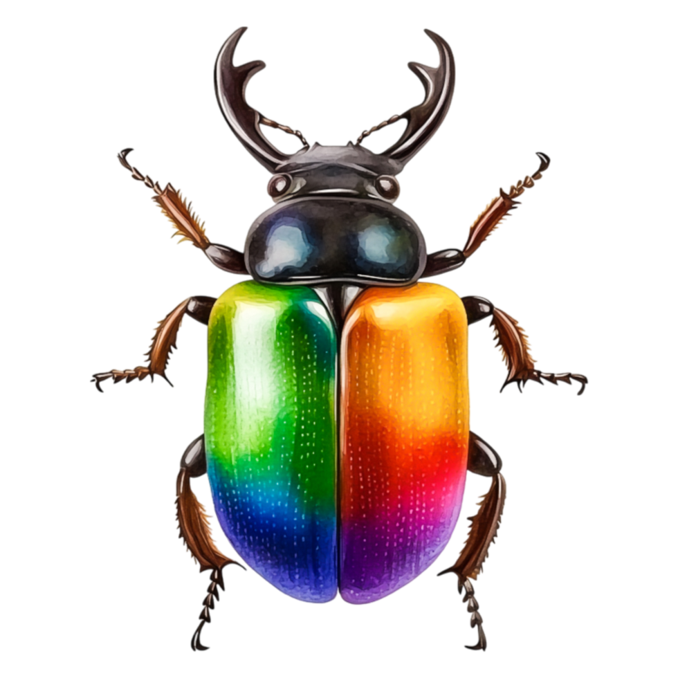 Colorful Rainbow Beetle with Vibrant Iridescent Shell Display png
