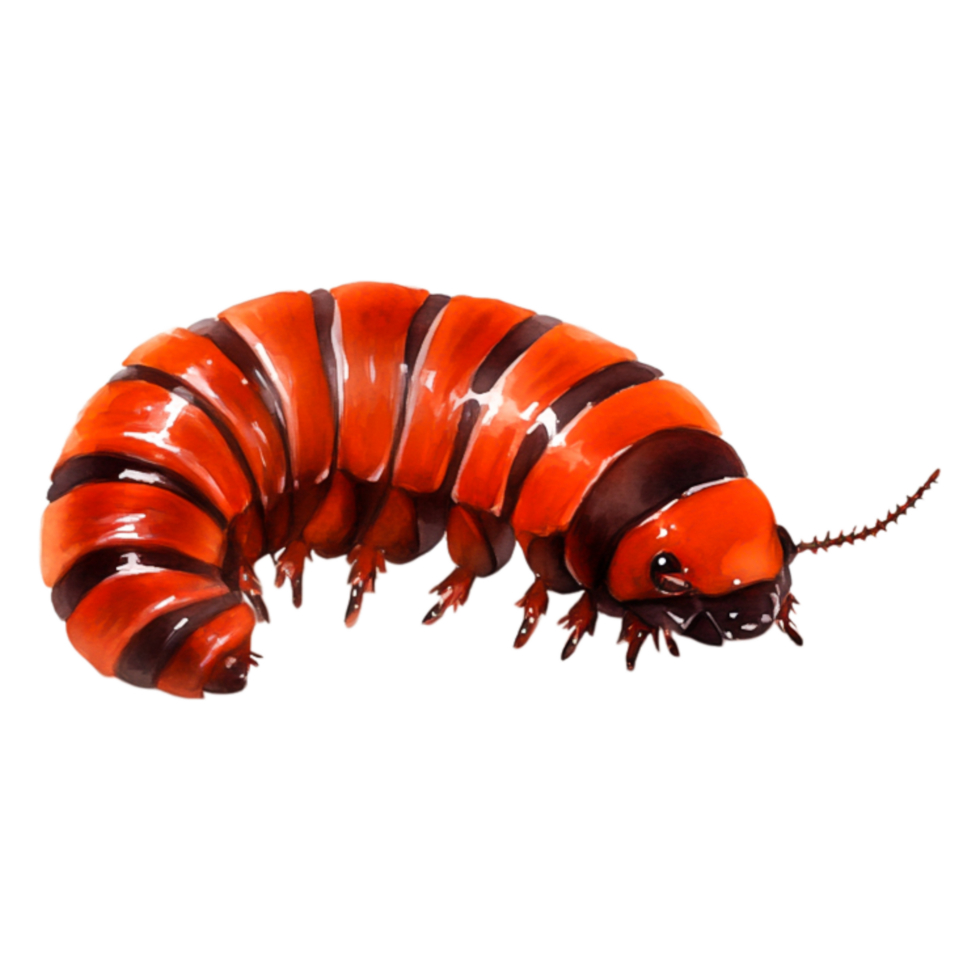 Vibrant Red and Black Larvae with Stripes on png