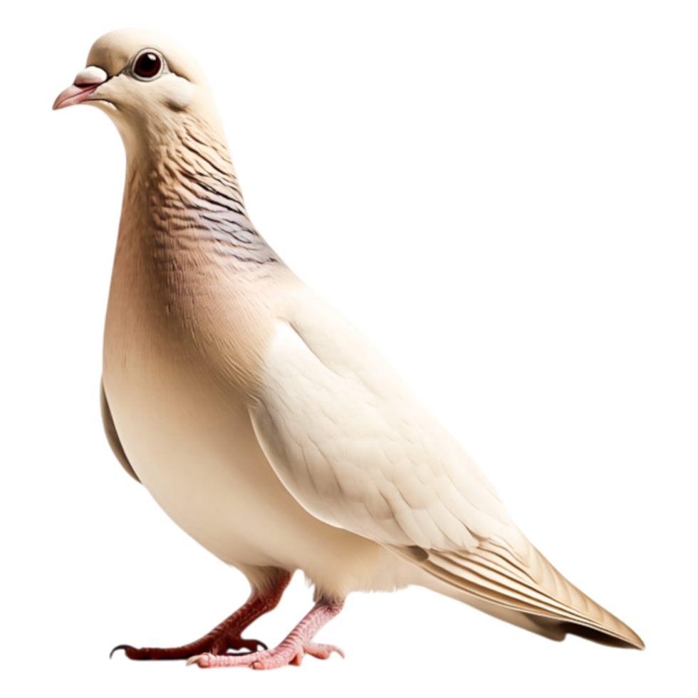 Elegant Homing Pigeon with Soft White and Brown Feathers Standing Proudly png