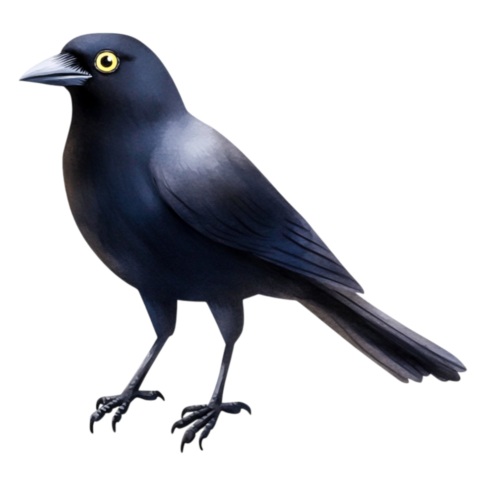 Realistic Illustration of a Black Bird with Sharp Features and Eye png