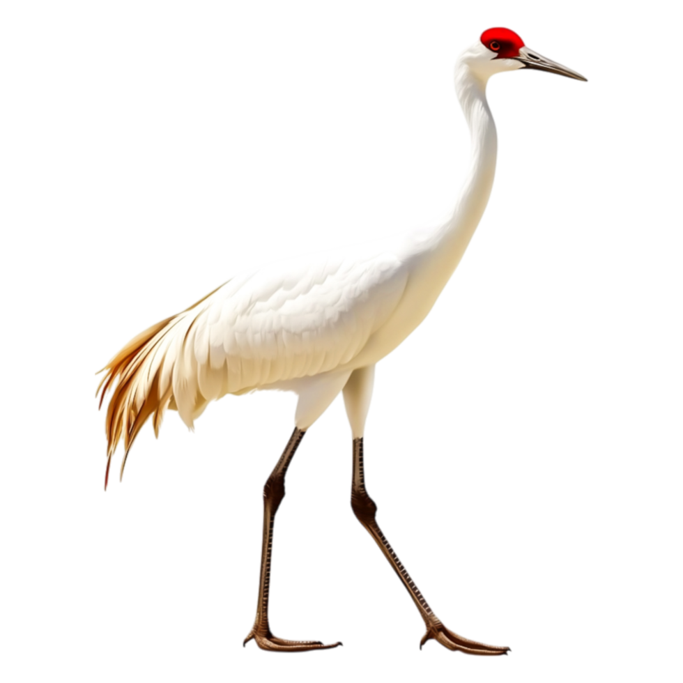 Elegant Red-Crowned Crane Walking Gracefully in a Natural Habitat png