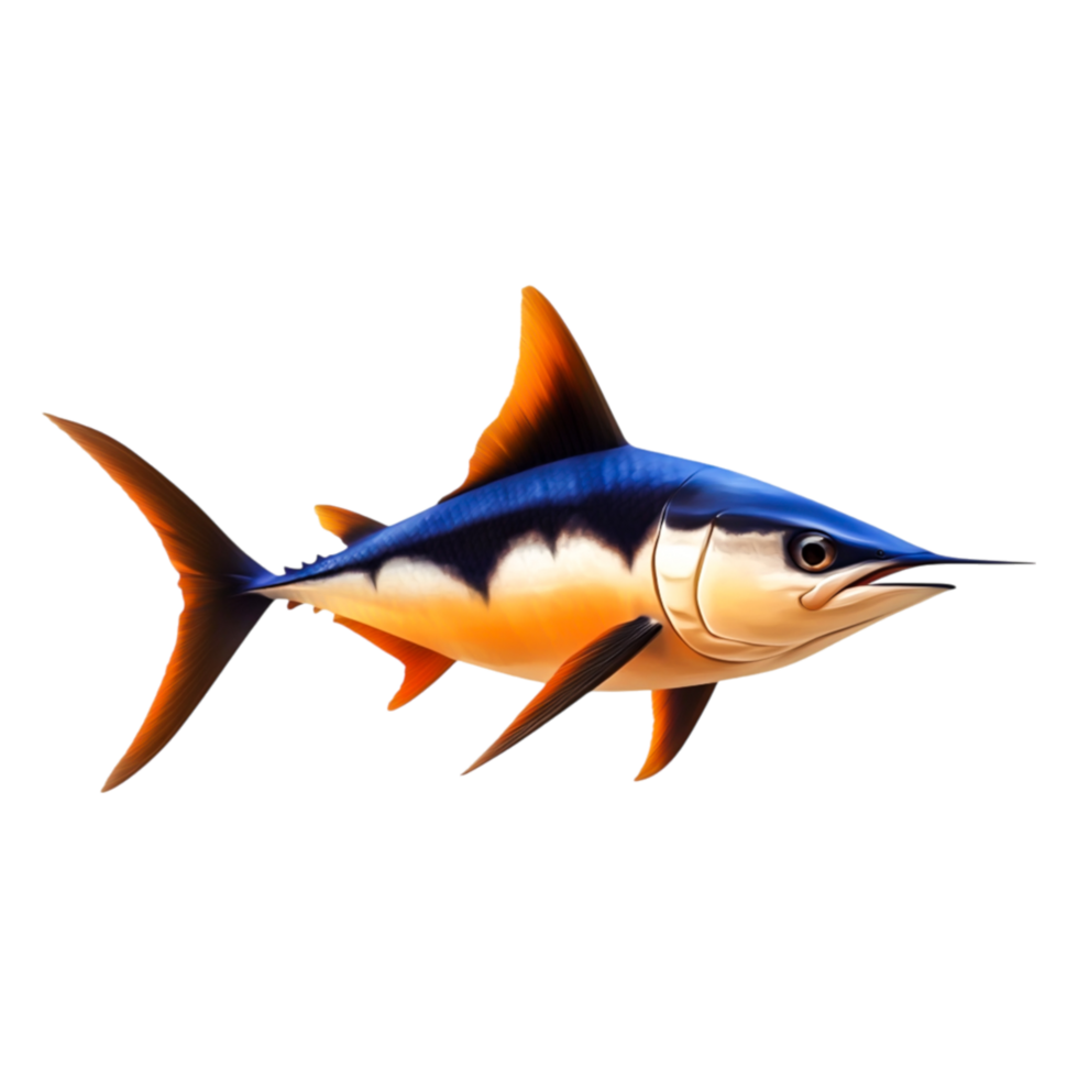 Colorful Cartoon Illustration of a Swordfish Swimming in Water png