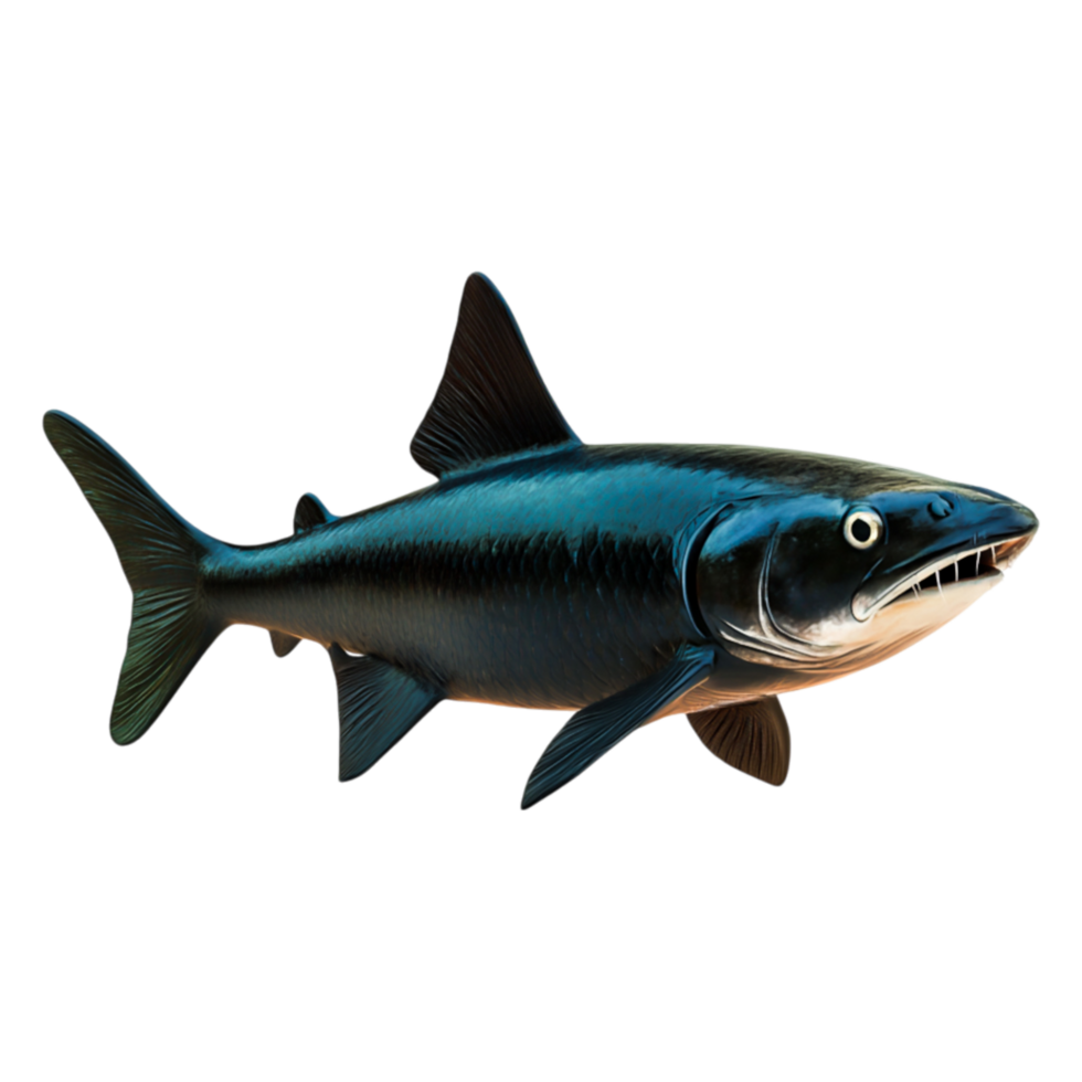 Realistic Illustration of a Black Fish with Detailed Features png