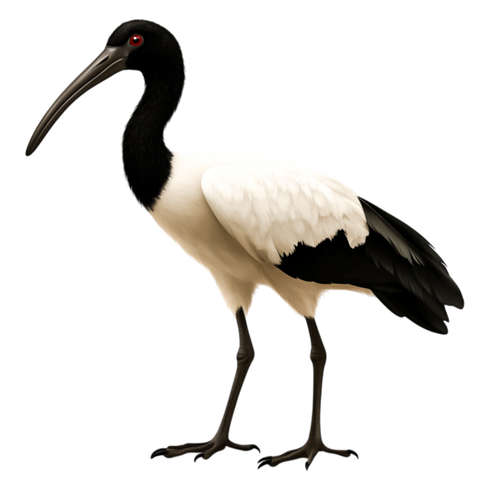 Elegant Black and White Bird Standing Gracefully by the Water png