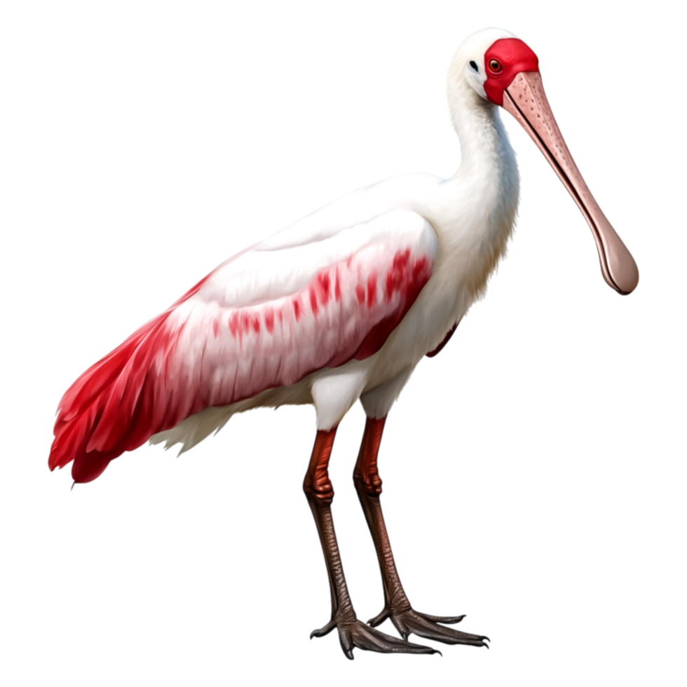 White Ibis with Red Highlights Standing Proudly in Nature Environment png