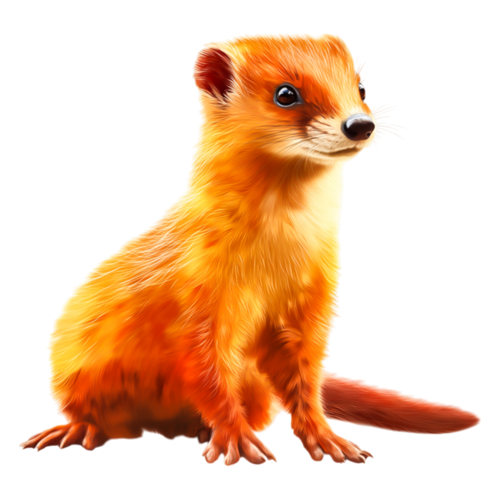 Cute orange mongoose sitting gracefully with bright fur detail png