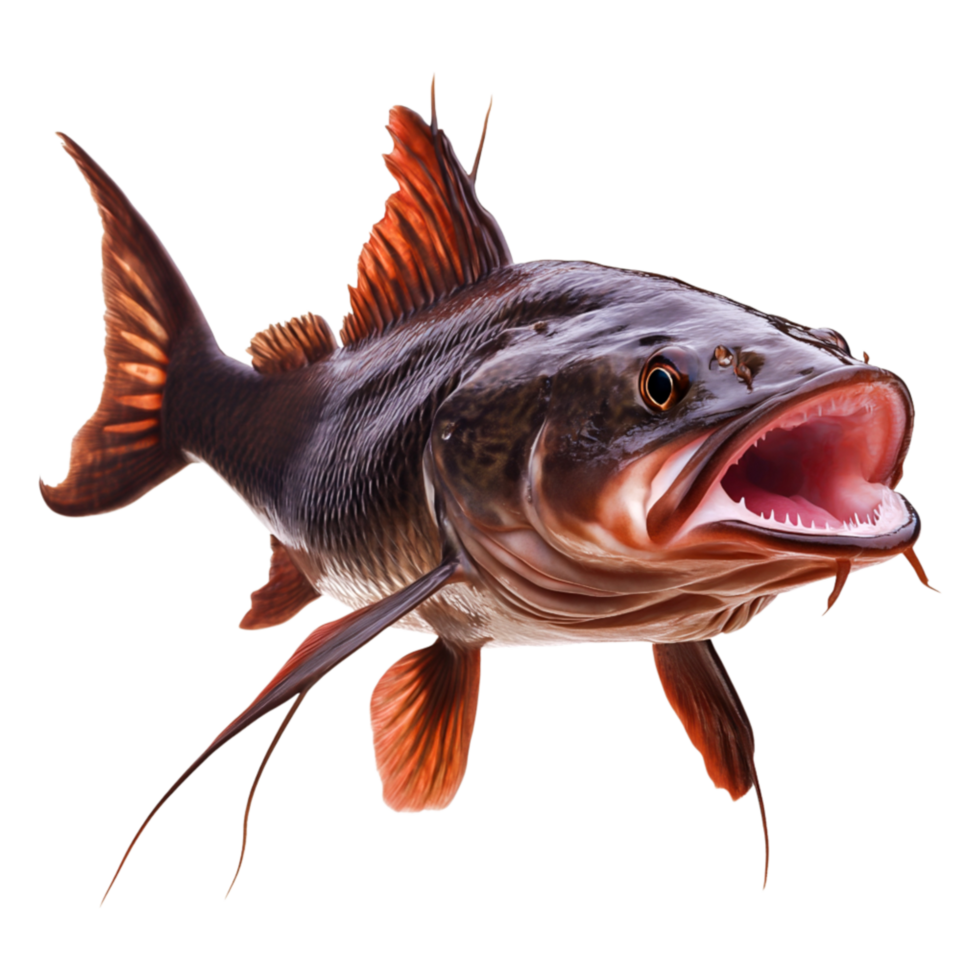 Detailed closeup of a Large Fish with Open Mouth Underwater View png