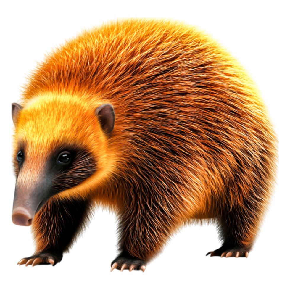 Cute and Fluffy Animal with Bright Orange Fur and Playful Stance png