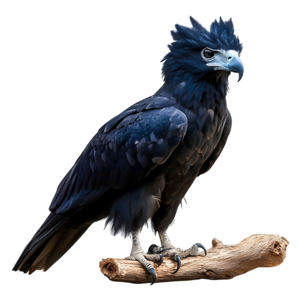 Majestic Blue Eagle Perched on Branch Against a Soft Background png