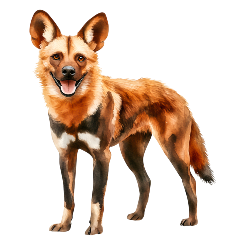 Happy Wild Dog with Striking Coat and Bright Expression png